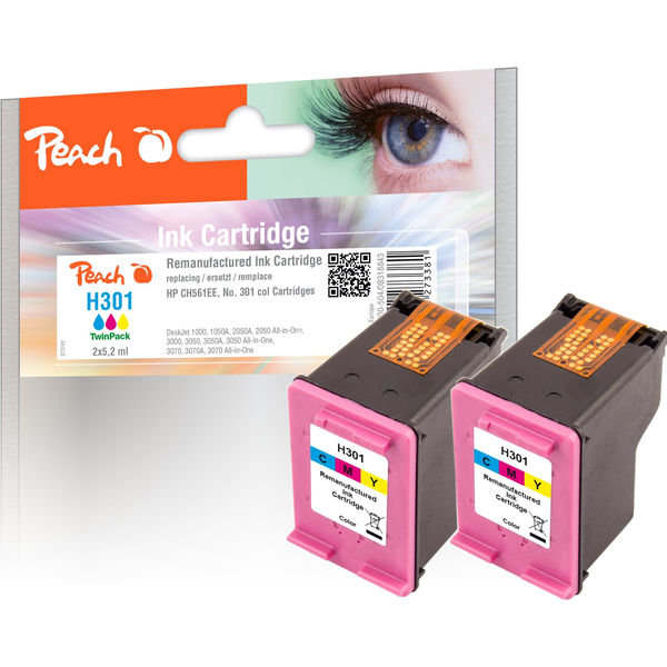 Peach PI300-504 atramentová náplň 2 kusov Kompatibilné Štandardná výťažnosť Azúrová, Purpurová, Žltá