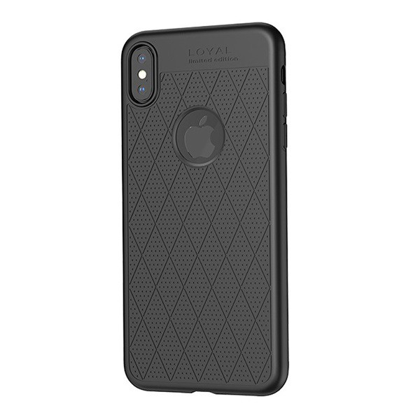 HOCO ADMIRE szilikon telefonvédő (ultravékony, 0.8 mm, lyukacsos, rombusz minta, logó kivágás) FEKETE [Apple iPhone XS Max 6.5] (5996457830084)