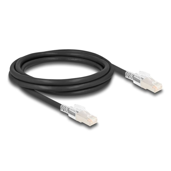 Delock RJ45 Netzwerkkabel Cat.6A S/FTP mit Secure Clips Set 2 m schwarz