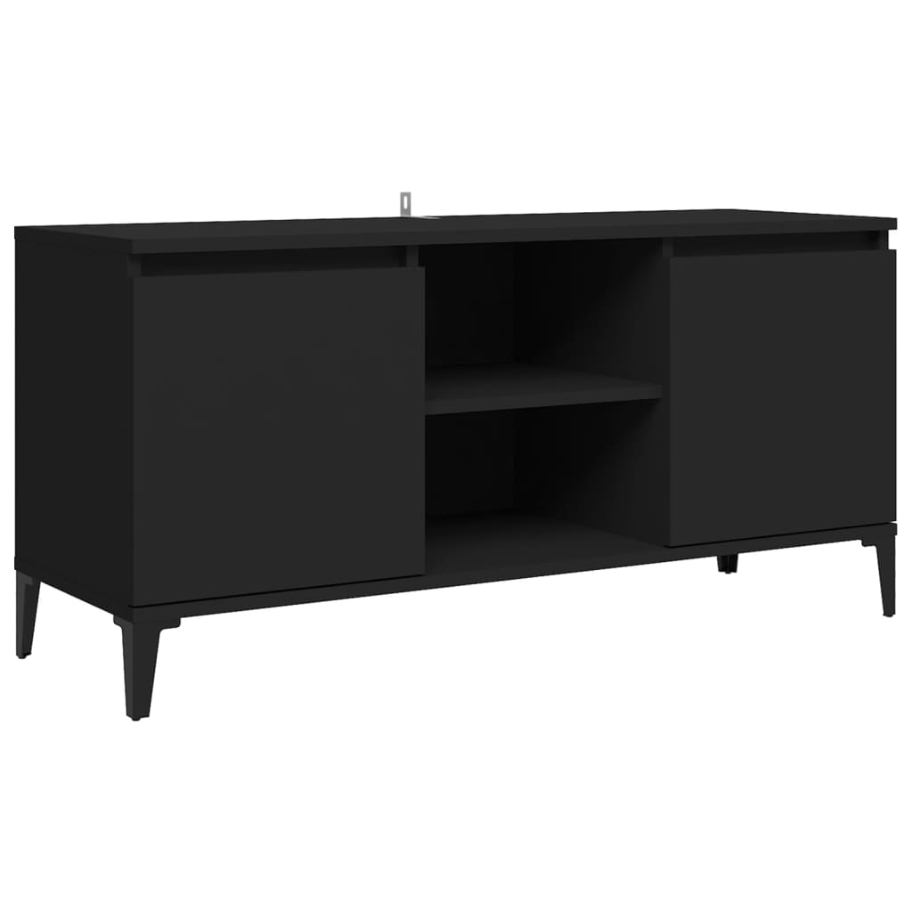 fekete TV-szekrény fémlábakkal 103,5 x 35 x 50 cm (805969)