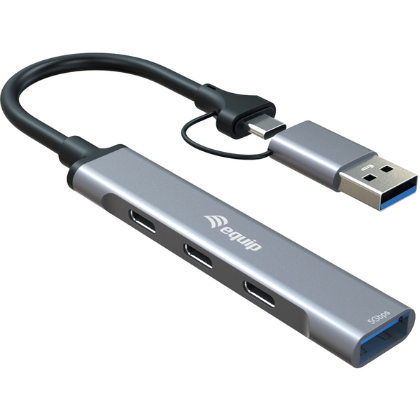 Equip 128969 hub de interface USB 3.2 Gen 1 (3.1 Gen 1) Type-C 5000 Mbit/s Cinzento