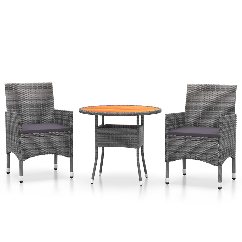 3 részes szürke polyrattan kerti étkezőgarnitúra (3058483)