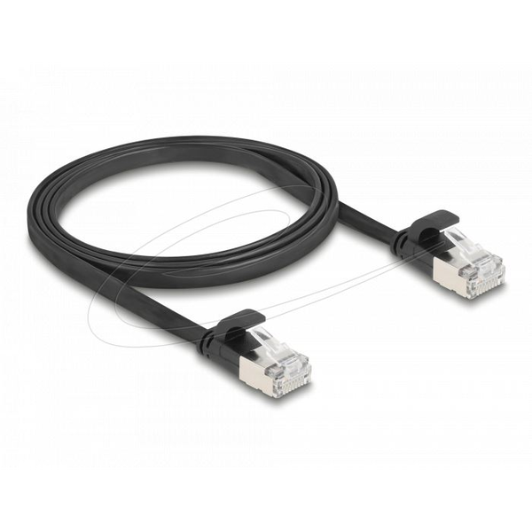 Delock RJ45 lapos patch kábel apa - apa Cat.6A U/FTP 1 m fekete (81163)