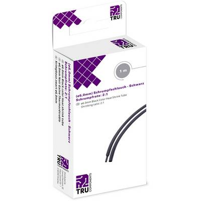 TRU COMPONENTS T1904CA031 Zsugorcső ragasztó nélkül Fekete 6 mm Zsugorodási arány:2:1 1 m (T1904CA031)