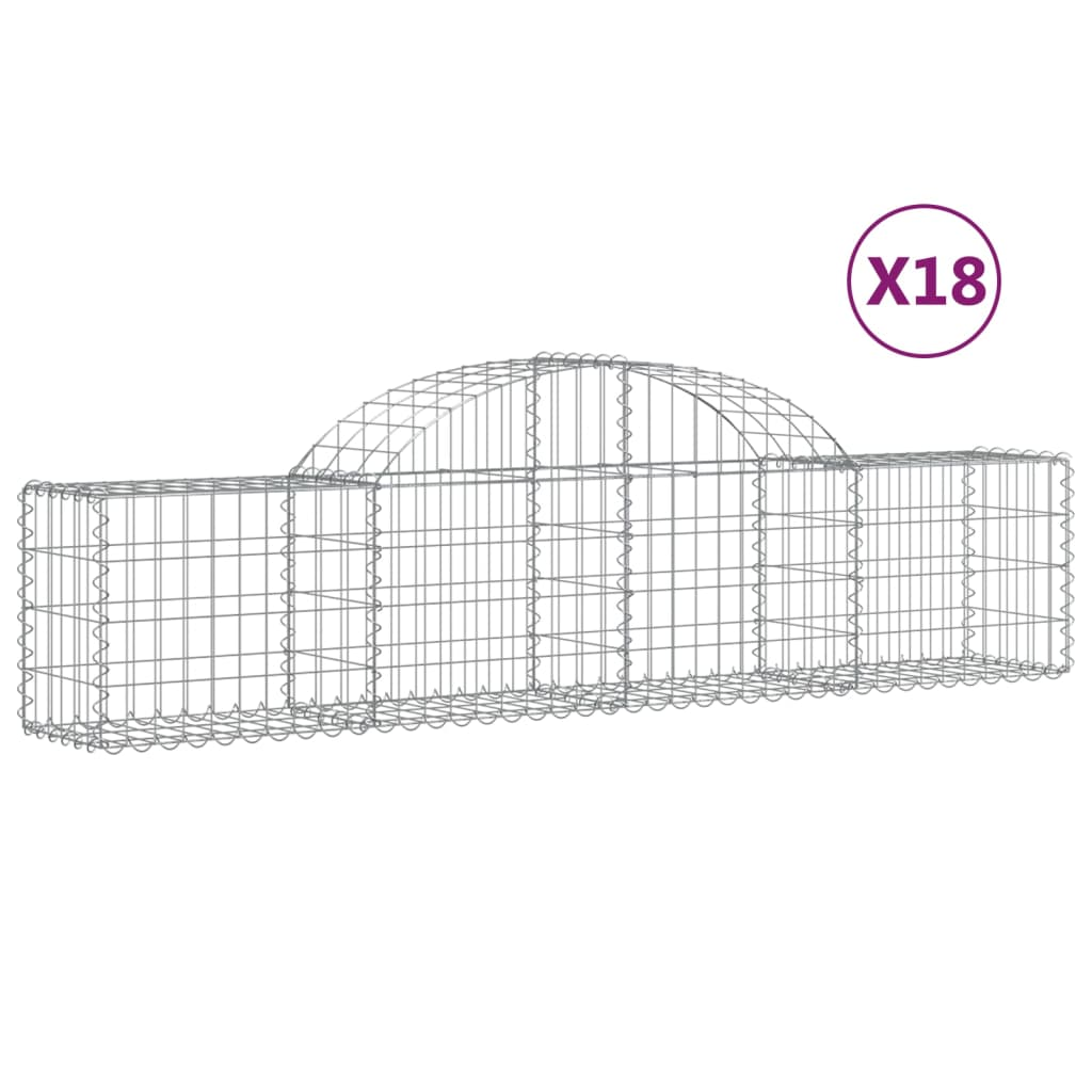 18 db íves horganyzott vas gabion kosár 200x30x40/60 cm (3146061)
