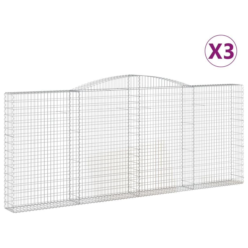 3 db íves horganyzott vas gabion kosár 400x30x160/180 cm (3146906)