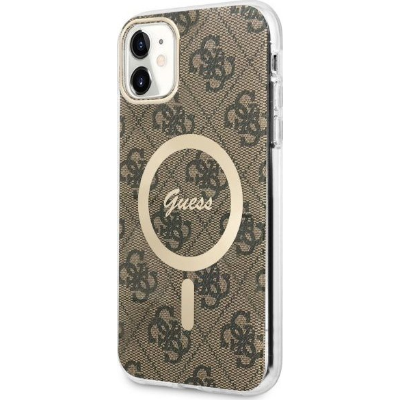 Guess 4G IML MagSafe kompatibilis iPhone 11 hátlap tok, barna (GUE2466)