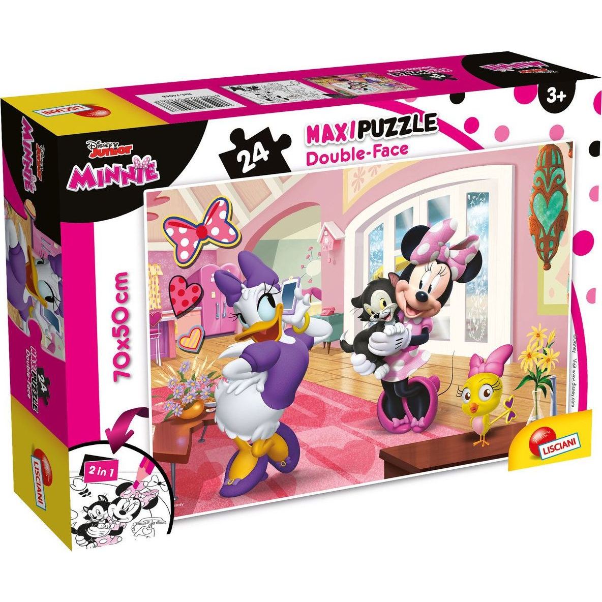 Minnie egér 2 az 1-ben maxi 24db-os puzzle és színező 70x50cm - Lisciani (304-74068)