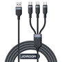 JoyRoom S-1T3018A18 3in1 USB Type-A apa - USB Type-C / Micro USB Type-B / Lightning Adat és töltő kábel - Fekete (1.2m)