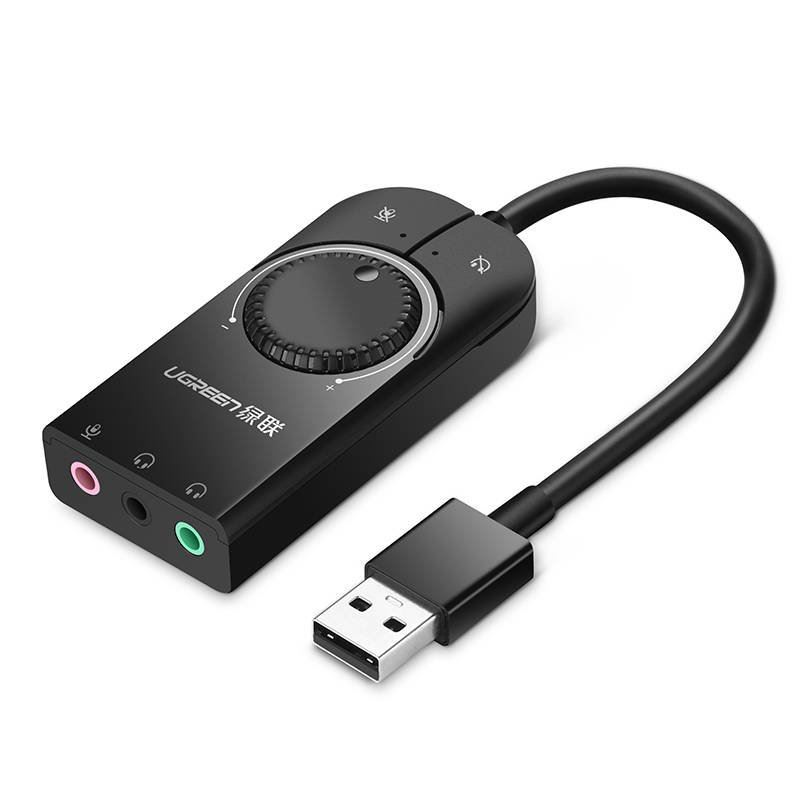 UGREEN 15 cm-es USB külső hangkártya fekete (40964) (UG40964)