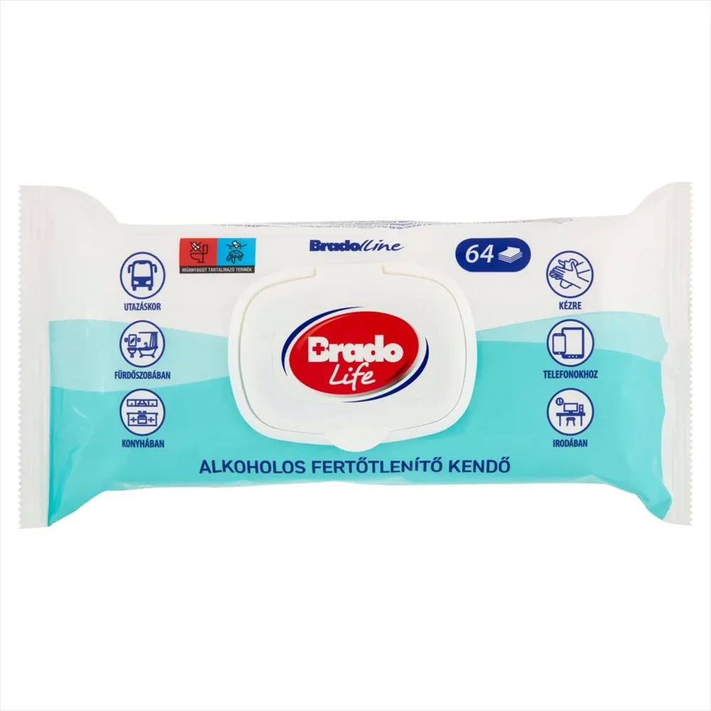 Brado Life Nedves törlőkendő fertőtlenítő hatással 64db (5997001771822) (5997001771822)