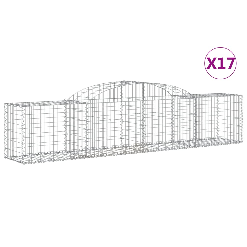 17 db íves horganyzott vas gabion kosár 300x50x60/80 cm (3146678)