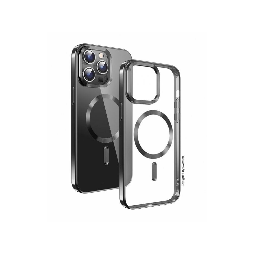 Swissten CLEAR JELLY MagStick METALLIC pro iPhone XS tok átlátszó-fekete (36500116) (Swissten36500116)