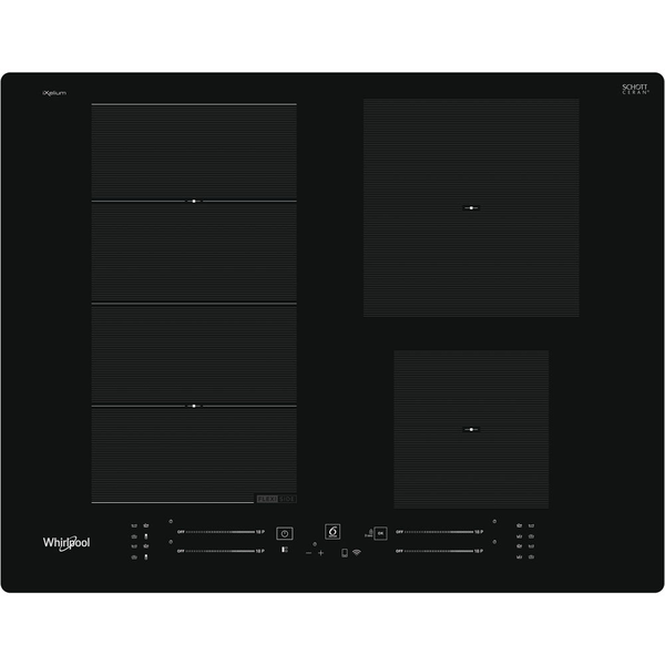 Плот за вграждане Whirlpool WFS2765NEIXL, Индукция, 4 нагревателни зони, 6th Sense, iXeliuм, FlexiSide, WiFi, 60 cм, Черно стъкло