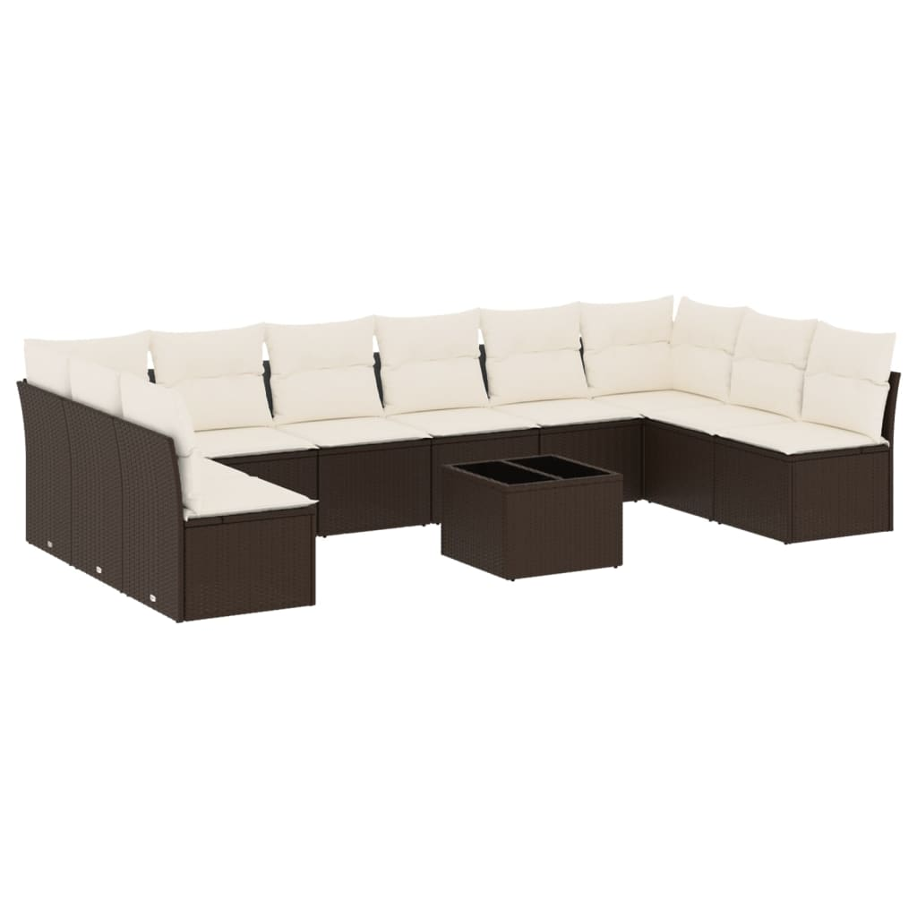 11 részes barna polyrattan kerti ülőgarnitúra párnákkal (3218103)