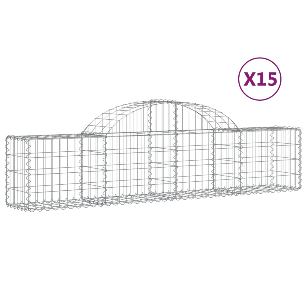 15 db íves horganyzott vas gabion kosár 200x30x40/60 cm (3146060)