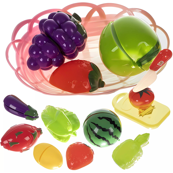 KRUZZEL 22576 Vágható gyümölcsök és zöldségek kosárral