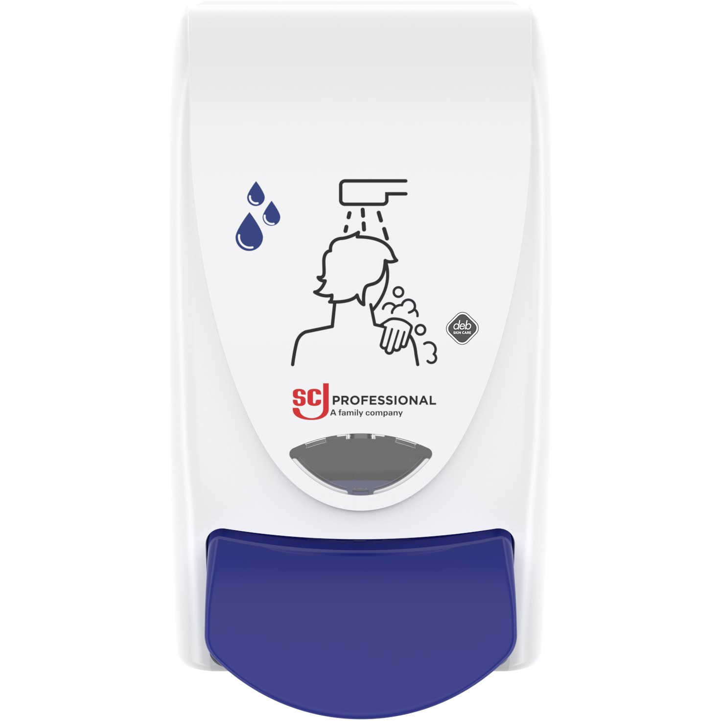 SCJP Proline Cleanse Shower tusfürdő és sampon adagoló nyomógombos patronokhoz, manuális, 1L, ABS műanyag, fehér/sötétkék