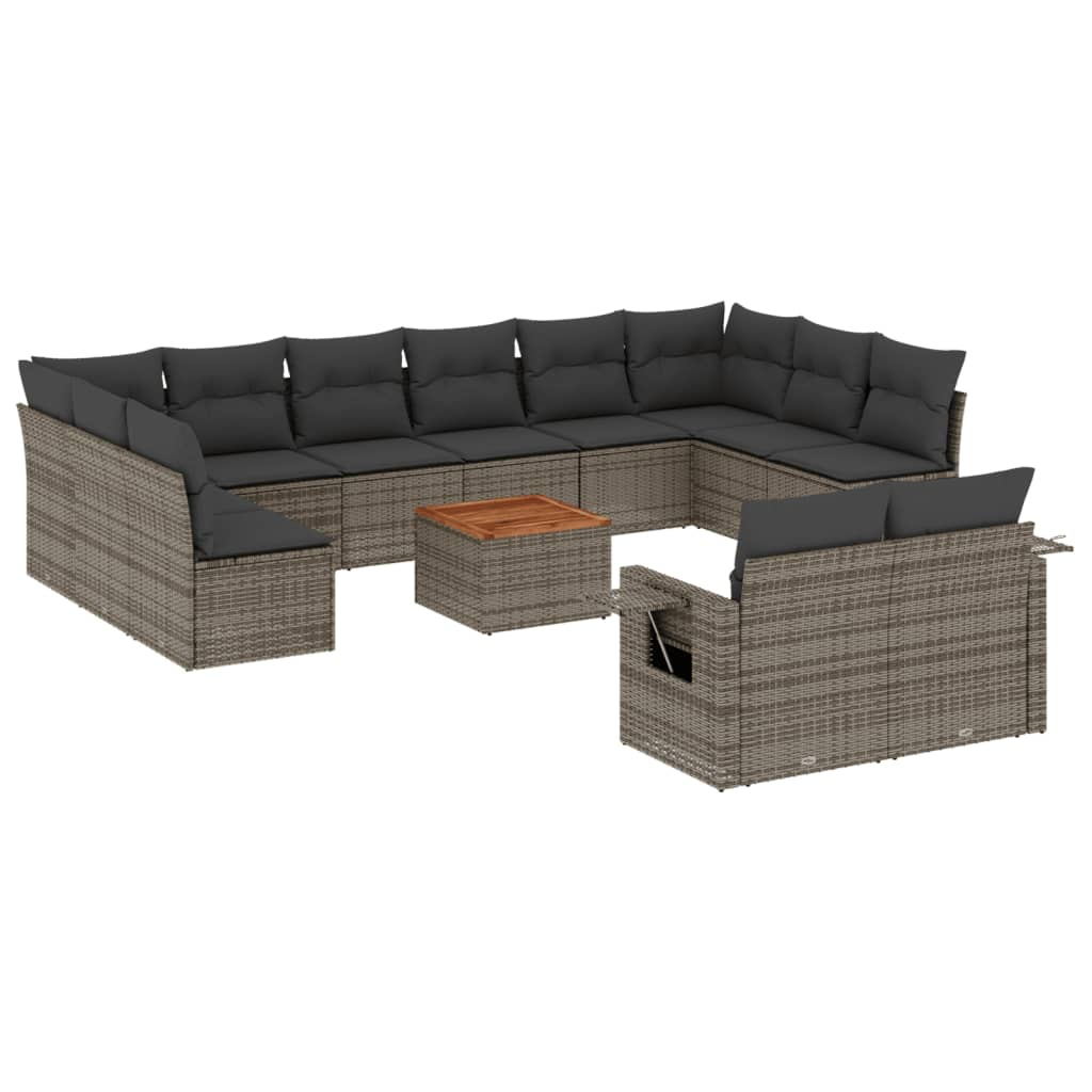 13 részes szürke polyrattan kerti ülőgarnitúra párnákkal (3257131)