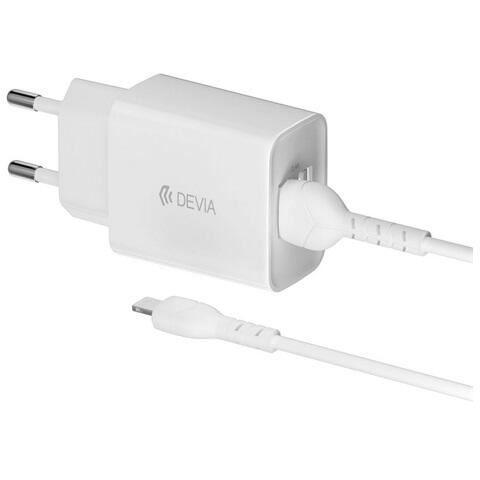 Devia Smart 2xUSB-A hálózati töltő adapter + USB-A - Lightning kábel fehér (RLC-526_LIGHTNING)