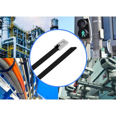 TRU COMPONENTS TC-12656548 Acél kábelkötegelők 360 mm 4.6 mm AISI 304 Bevonattal 100 db (TC-12656548)