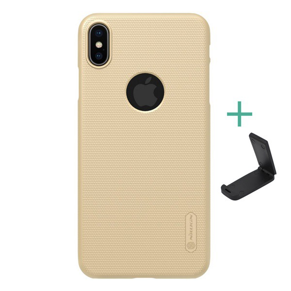 NILLKIN SUPER FROSTED műanyag telefonvédő (gumírozott, érdes felület, logo kivágás + asztali tartó) ARANY [Apple iPhone XS Max 6.5] (5996457808748)