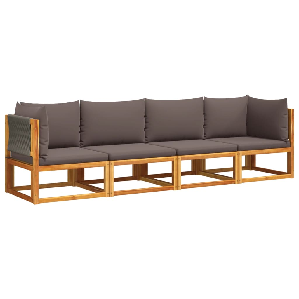 4 részes tömör akácfa kerti ülőgarnitúra párnával (3278832)