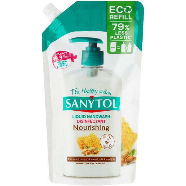 Sanytol fertőtlenítő folyékony szappan utántöltő mandulás illattal 500ml (8411135006751)