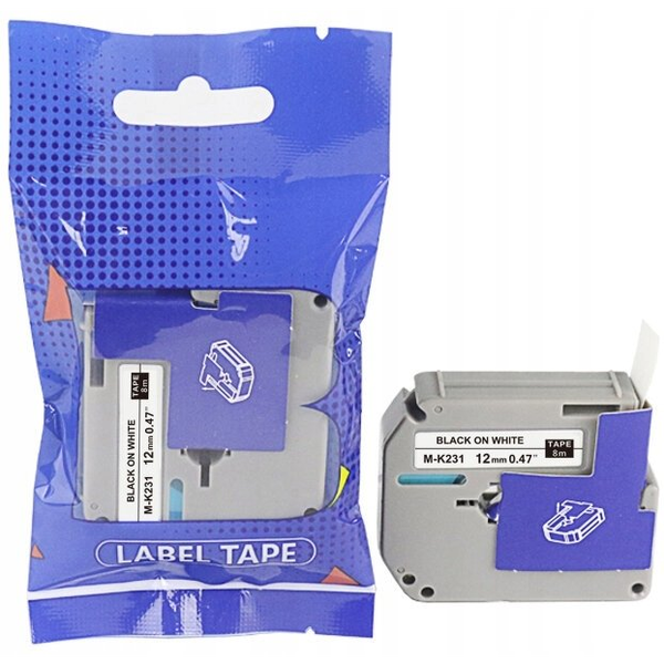 Taśma BROTHER M-K231 12mm x 8m czarny na białym zamiennik