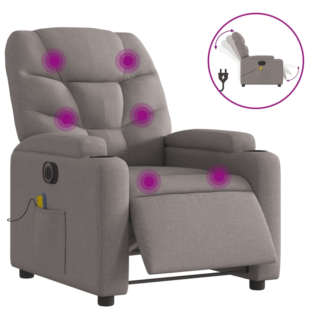 tópszínű szövet elektromos dönthető masszázsfotel (3204592)