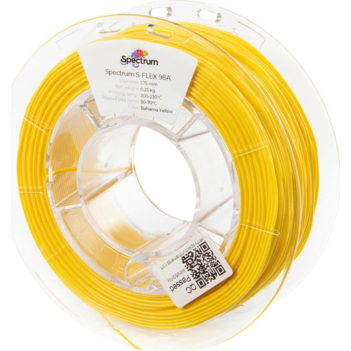 Spectrum Filaments 80524 S-Flex 98A 3D nyomtatószál Rugalmas nyomtatószál rugalmas, vegyileg ellenálló, késedelem nélkül 1.75 mm 250 g bahama yellow, ( )
