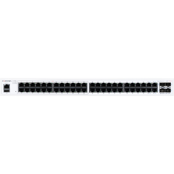 Fortinet FS-148F-POE hálózati kapcsoló L2 Gigabit Ethernet (10/100/1000) Ethernet-áramellátás (PoE) támogatása 1U Fehér