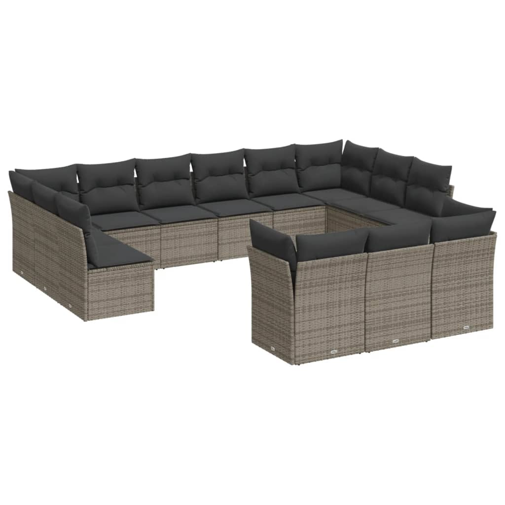 13 részes szürke polyrattan kerti ülőgarnitúra párnákkal (3250289)