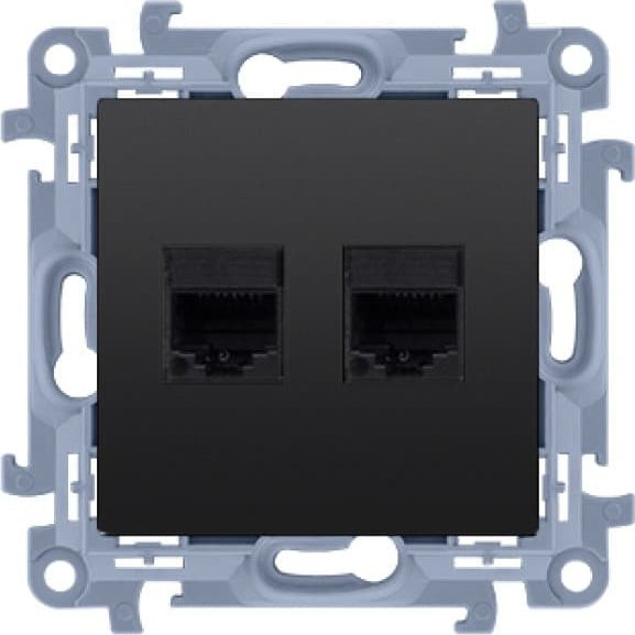 Kontakt-Simon Gniazdo komputerowe Kontakt-Simon Simon 10 C5T.01/49 RJ45 kategoria 5e + telefoniczne RJ11 moduł czarny mat