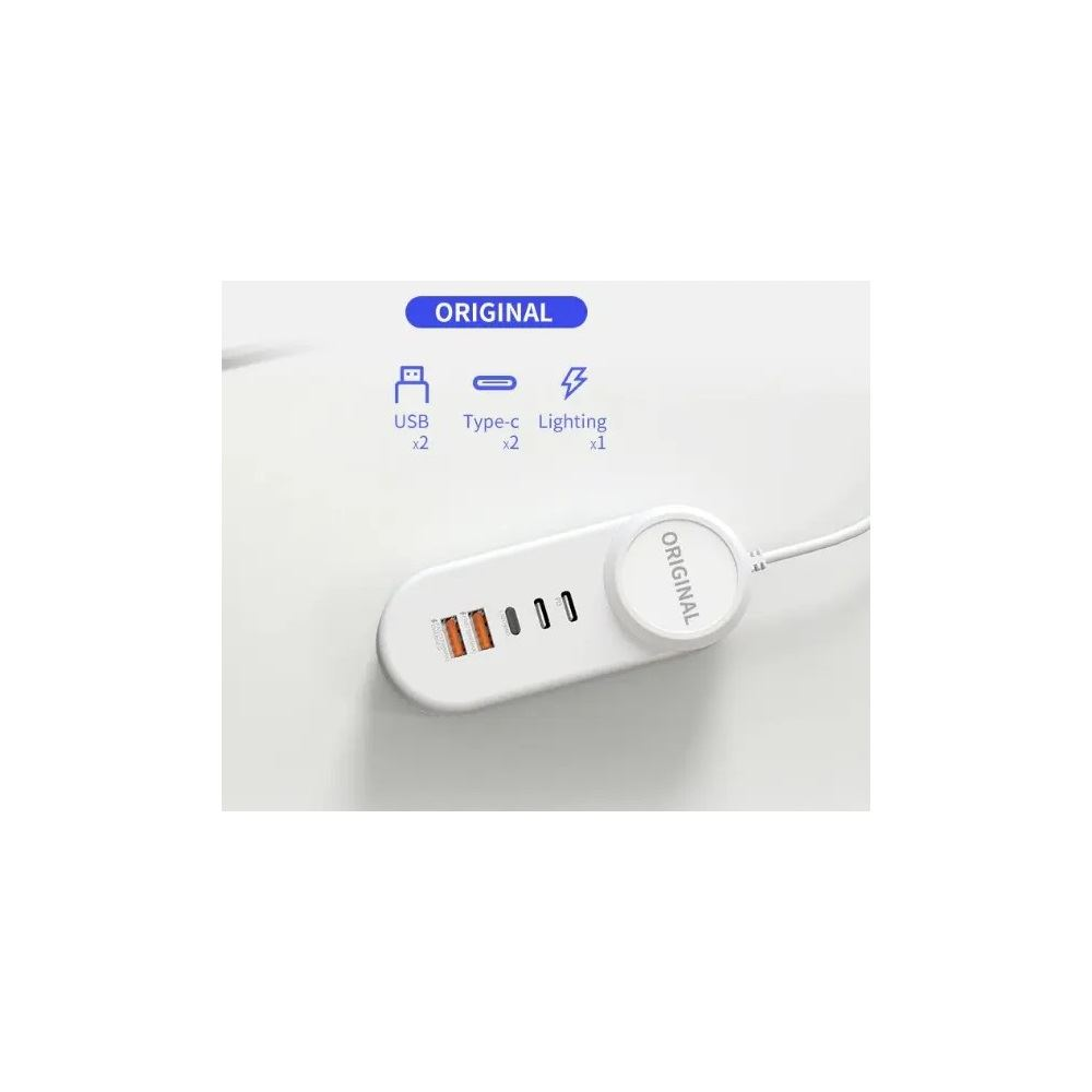 BlackBird hálózati adapter 1xLightning, 2xUSB-A, 2xUSB-C csatlakozóval fehér (BH1425) (BH1425)