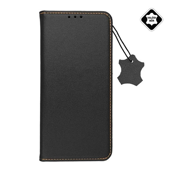 Tok álló, valódi bőr (FLIP, oldalra nyíló, asztali tartó funkció) FEKETE [Samsung Galaxy A53 (SM-A536) 5G] (5996591152042)