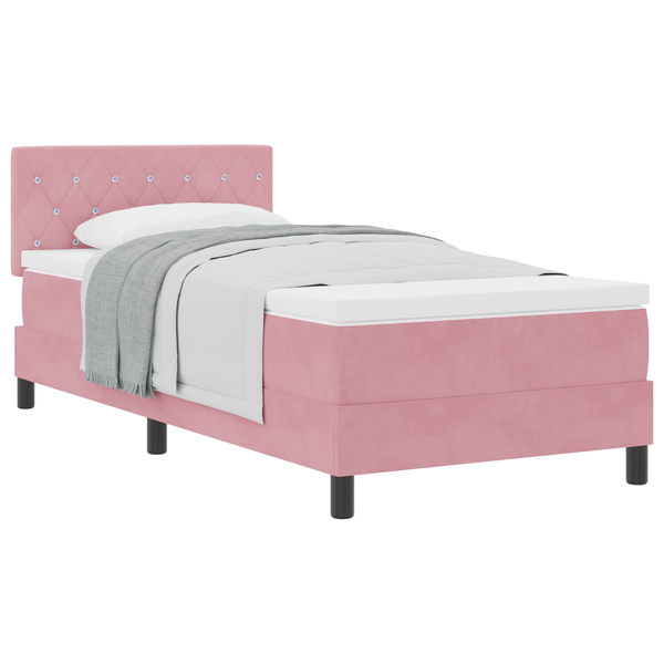 Boxspring Ágy Matrac Kivitel Rózsaszín 100x200 cm Bársonyos