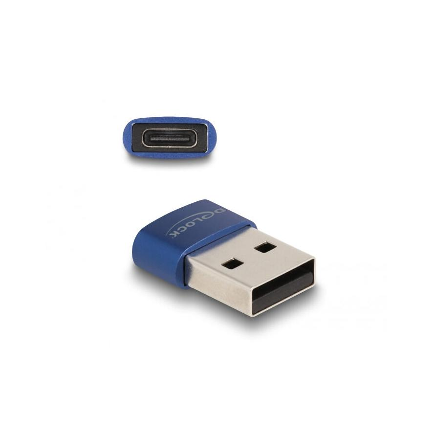 DeLock USB 2.0 Adapter USB Type-A male to USB Type-C female Blue (60051)