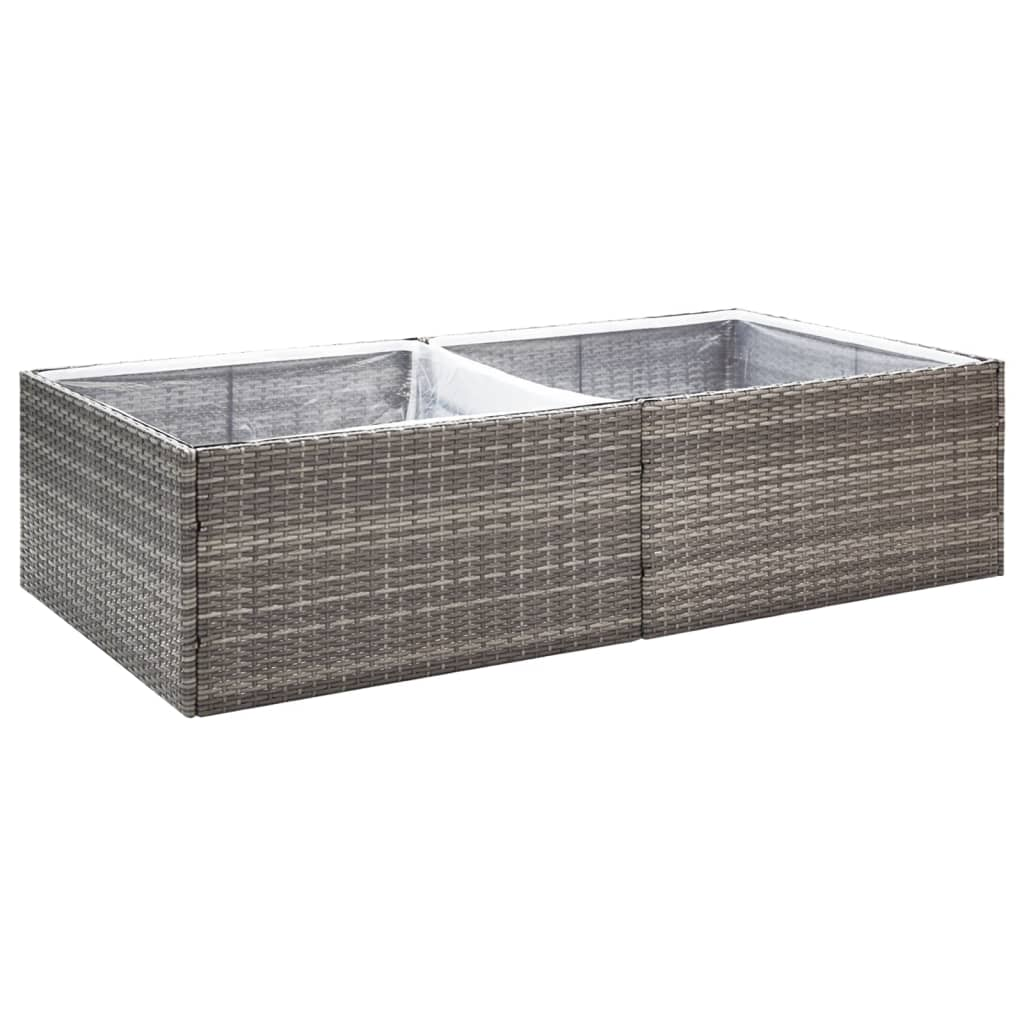 szürke polyrattan kerti ültetőláda 157 x 80 x 40 cm (319176)