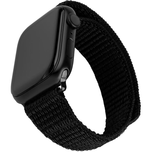 Каишка за Apple Watch 1/2/3/4/5/6/7/8/9/10/SE/SE 2/Ultra/Ultra 2 (42/44/45/46/49 мм) - Фиксирана найлонова спортна каишка - Черен