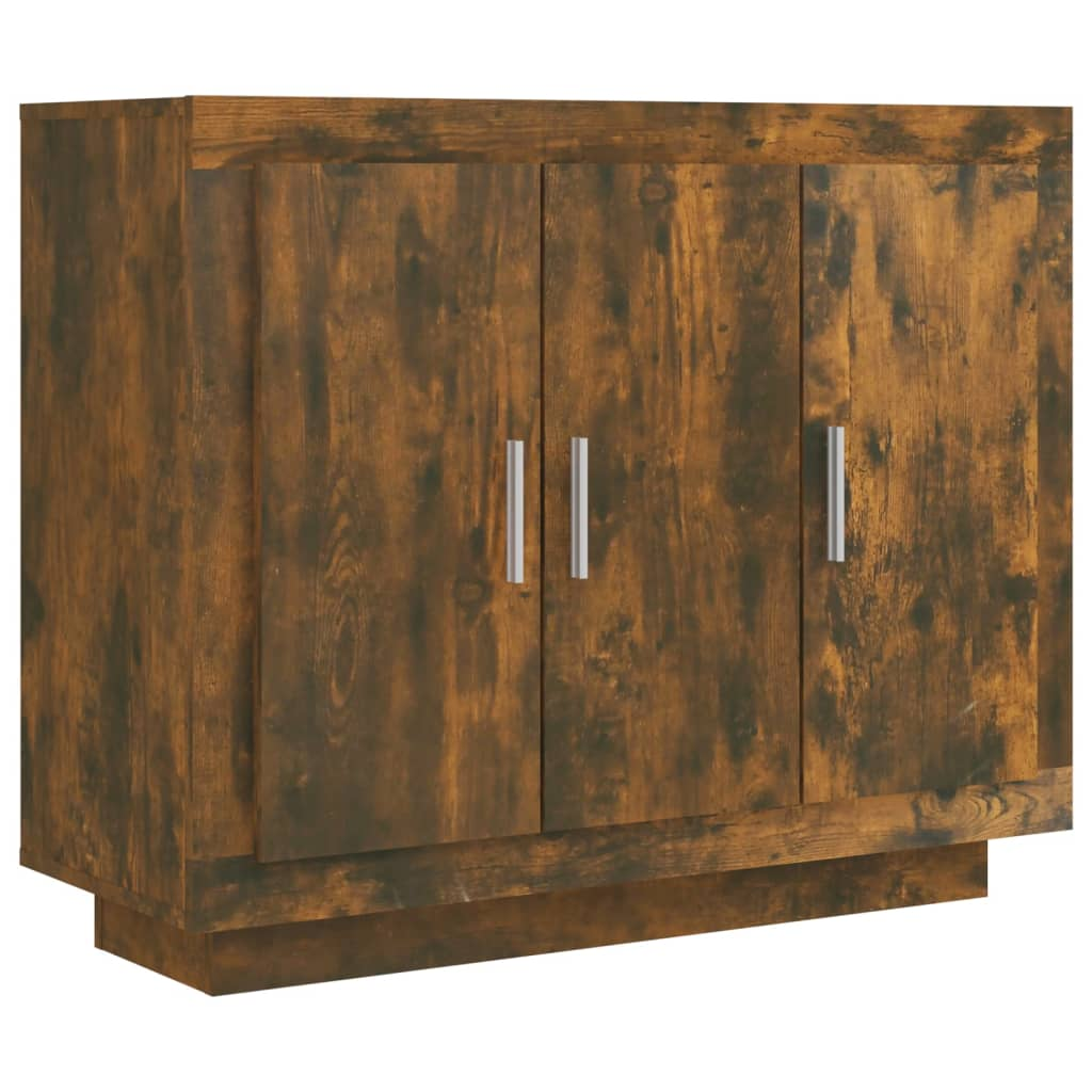 füstös tölgyszínű szerelt fa tálalószekrény 92 x 35 x 75 cm (817240)