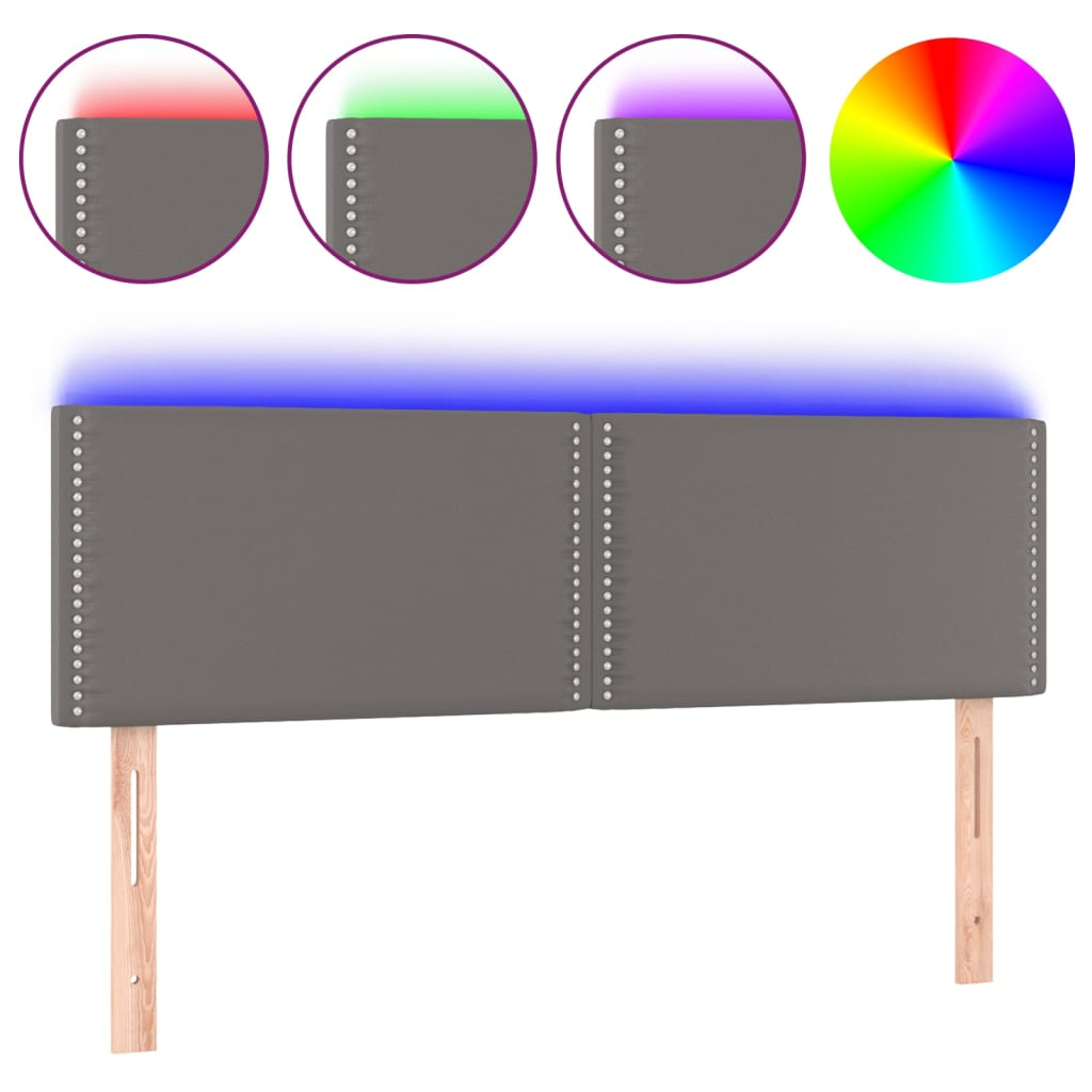szürke műbőr LED-es fejtámla 144 x 5 x 78/88 cm (3121566)
