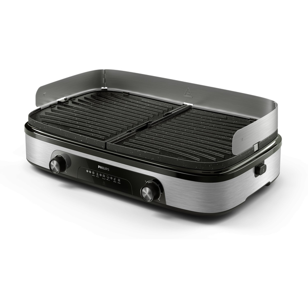 Philips HD6222/90 elektrische grillplaat Vrijstaand 2400 W Zwart, Roestvrijstaal