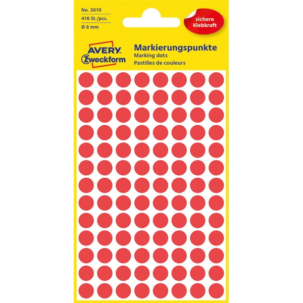 Avery 3010 8mm 416db-os piros jelölőpont (3010)
