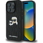 Karl Lagerfeld Monogram Karl&Chaoupette Head Pin iPhone 16 Pro kemény hátlap tok, fekete KLHCP16LPGKLKCPK
