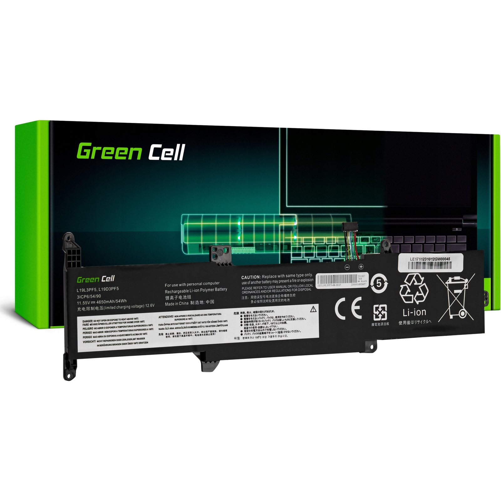 Green Cell LE171 Laptop Akkumulátor / Akku L19C3PF7 L19D3PF5 L19L3PF5 Lenovo IdeaPad 3-14ADA05 3-14IIL05 3-14IML05 3-15ADA05 3-15IIL05 (LE171)