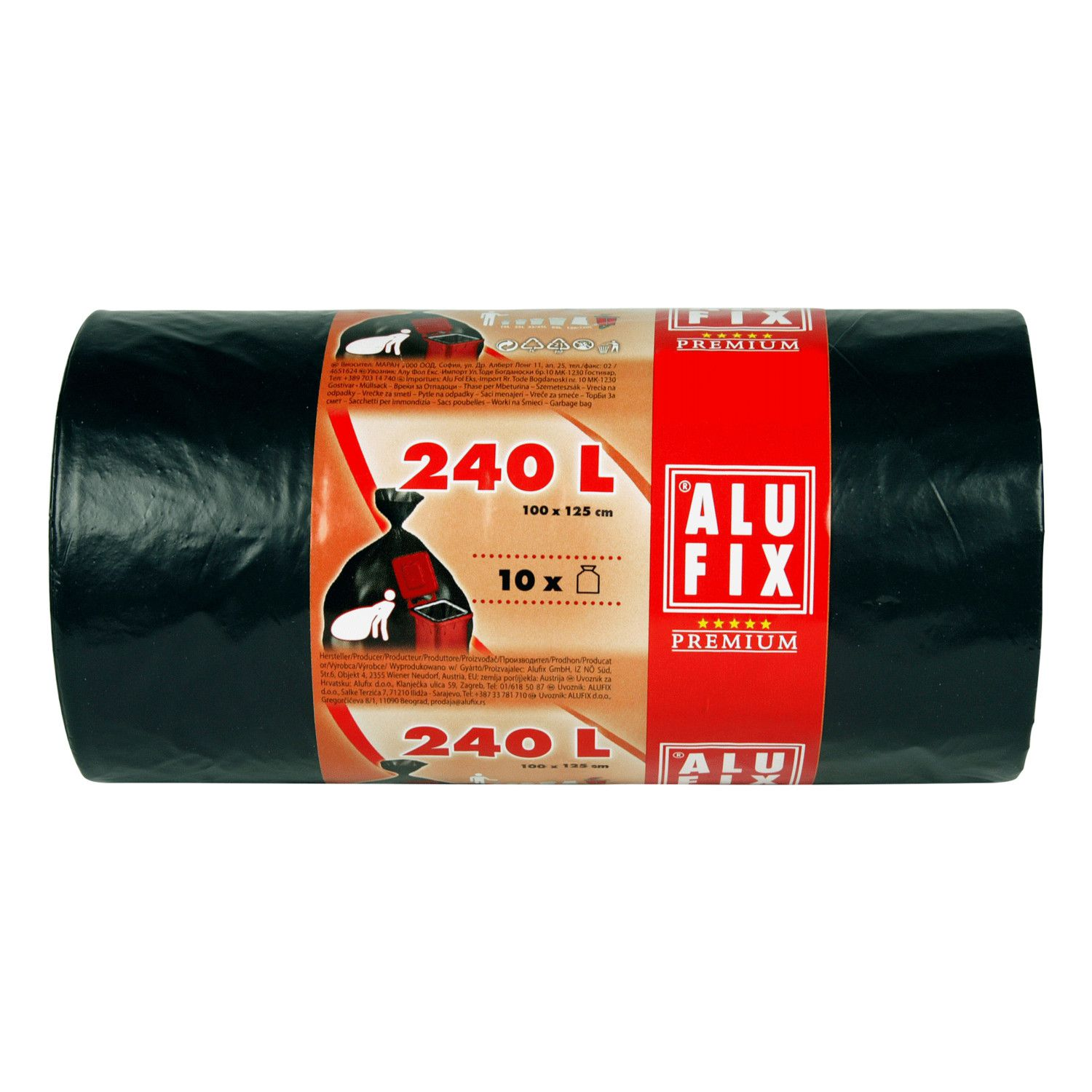 AluFix Szemeteszsák 240 l (10 db / tekercs) - Fekete (MS240ROLUNI)