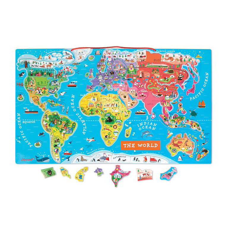 Janod: Világtérkép - 72 darabos fa puzzle (J05504)