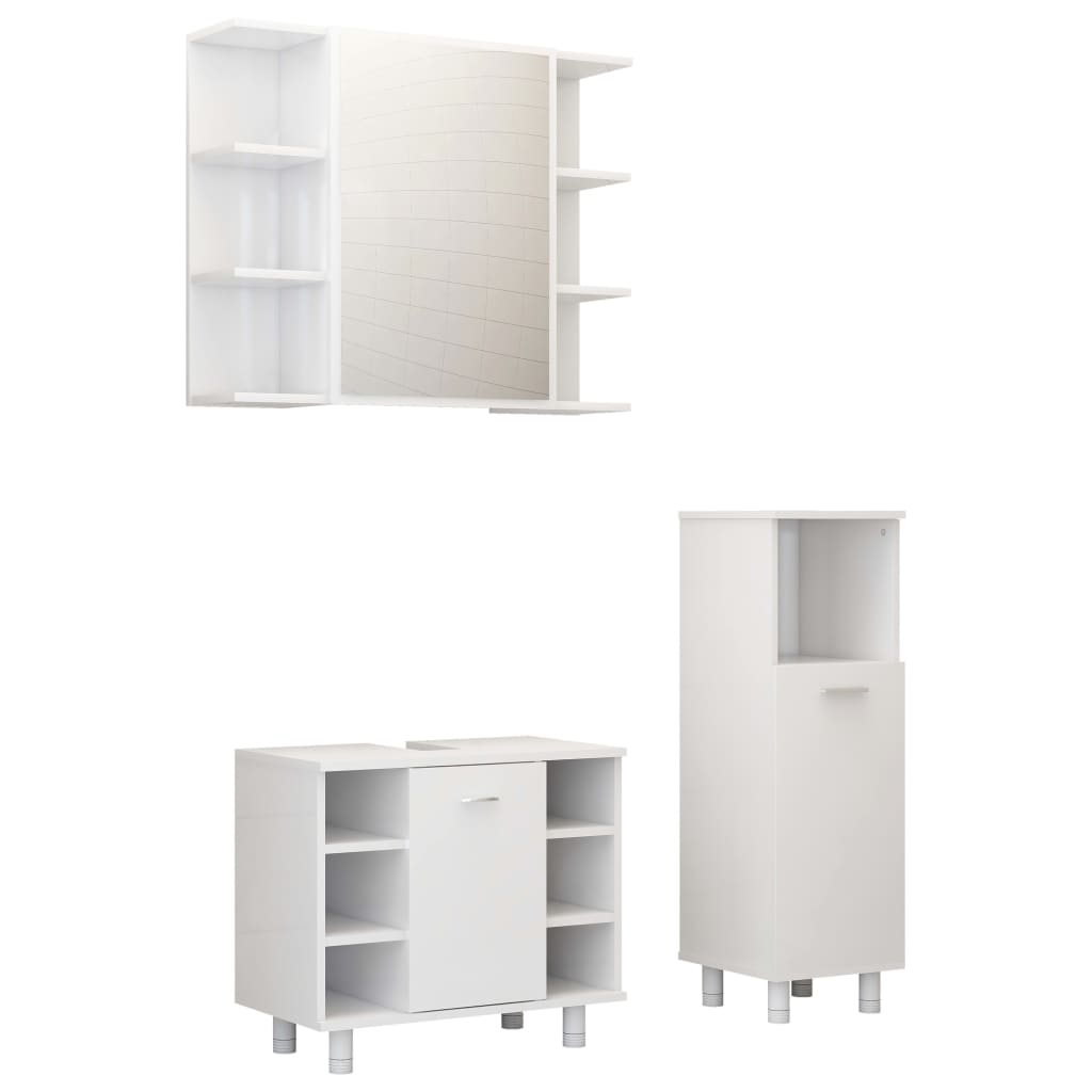 3 részes fehér forgácslap fürdőszobai bútorszett (3056943)