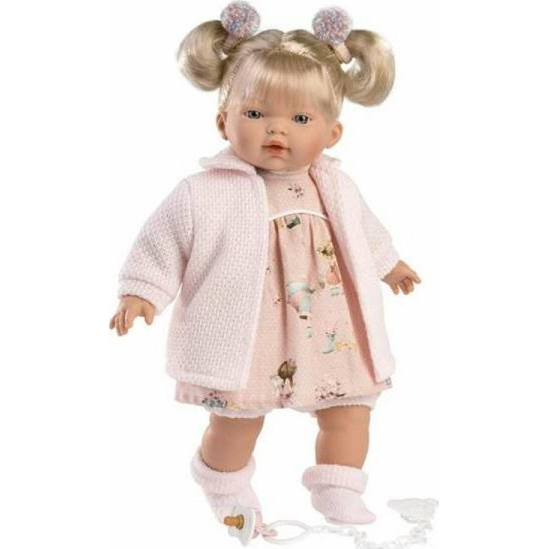 Llorens: Aitana síró baba cumival, rózsaszín kardigánban 33cm (8426265331529)